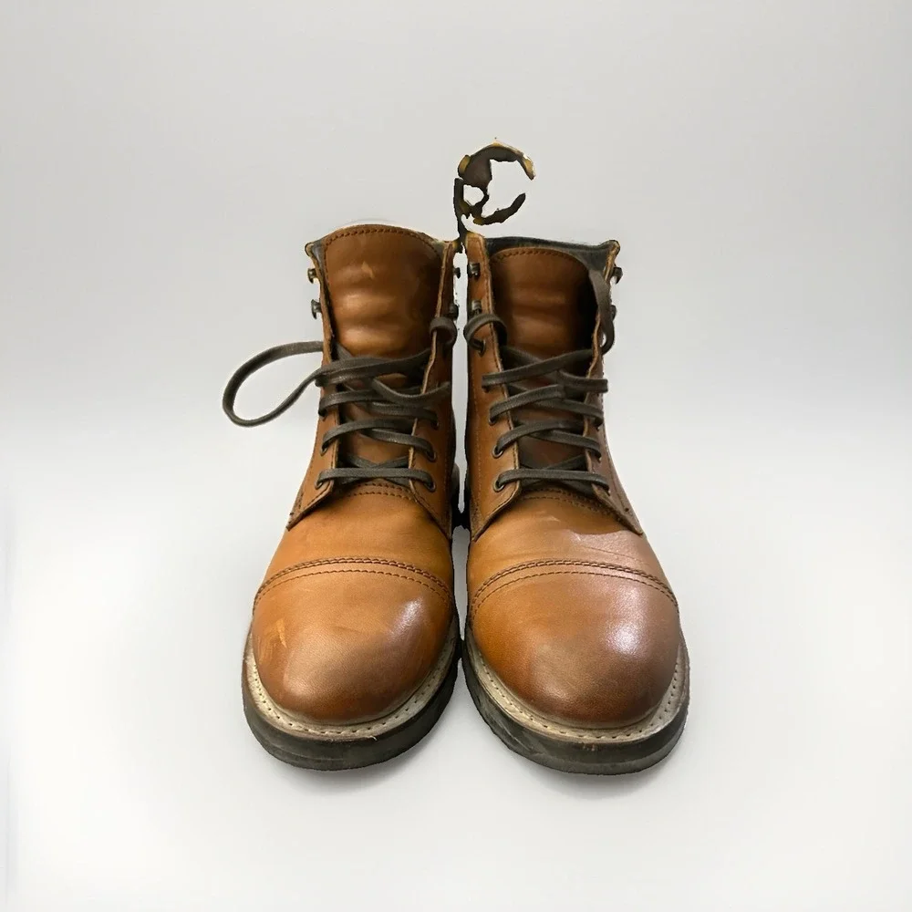 Size 10 Men's Thursday Boot Company Boots Captain Classic Brown Leather Cap Toe
